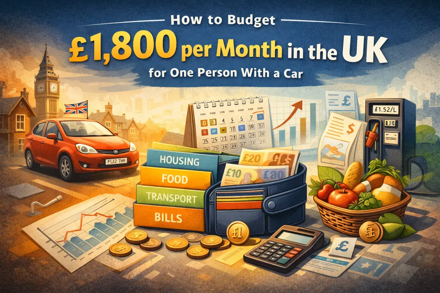 How to Budget £1,800 per Month in the UK for One Person With a Car